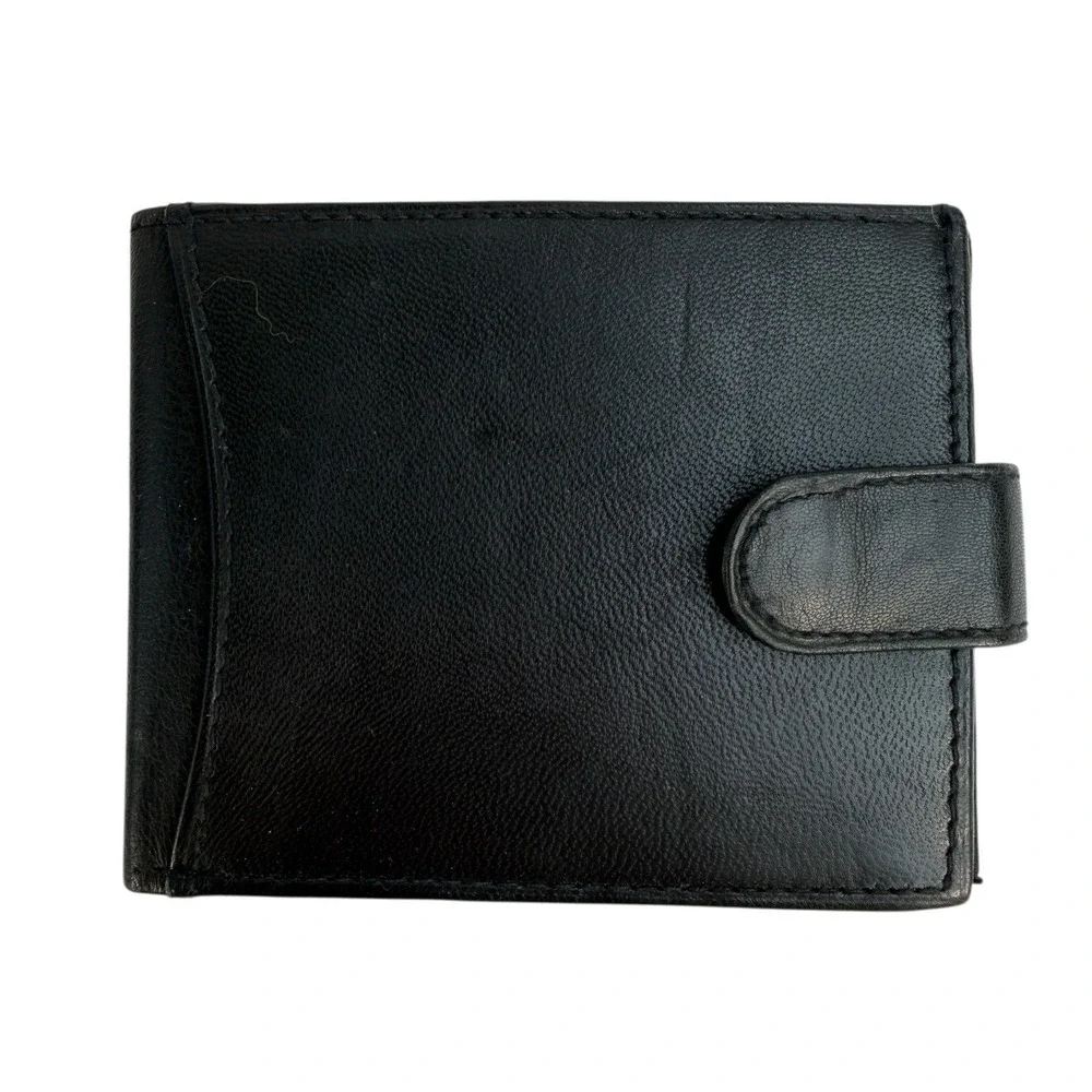 River Ridge Mens Black Genuine Leather Bi-Fold Wallet ID Card Holder Photos NEW‎